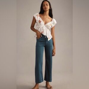 The Skipper Seamed High-Rise Crop Wide-
Leg Pants by Pilcro Dark Teal SIZE 32